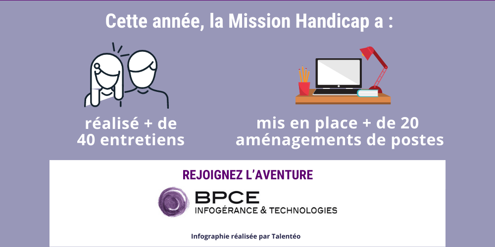 Cette année, la Mission Handicap a : réalisé + de 40 entretiens, mis en place + de 20  aménagements de postes